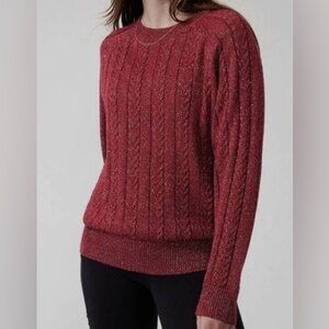 Athleta Small Crossroads Sweater Metallic Red